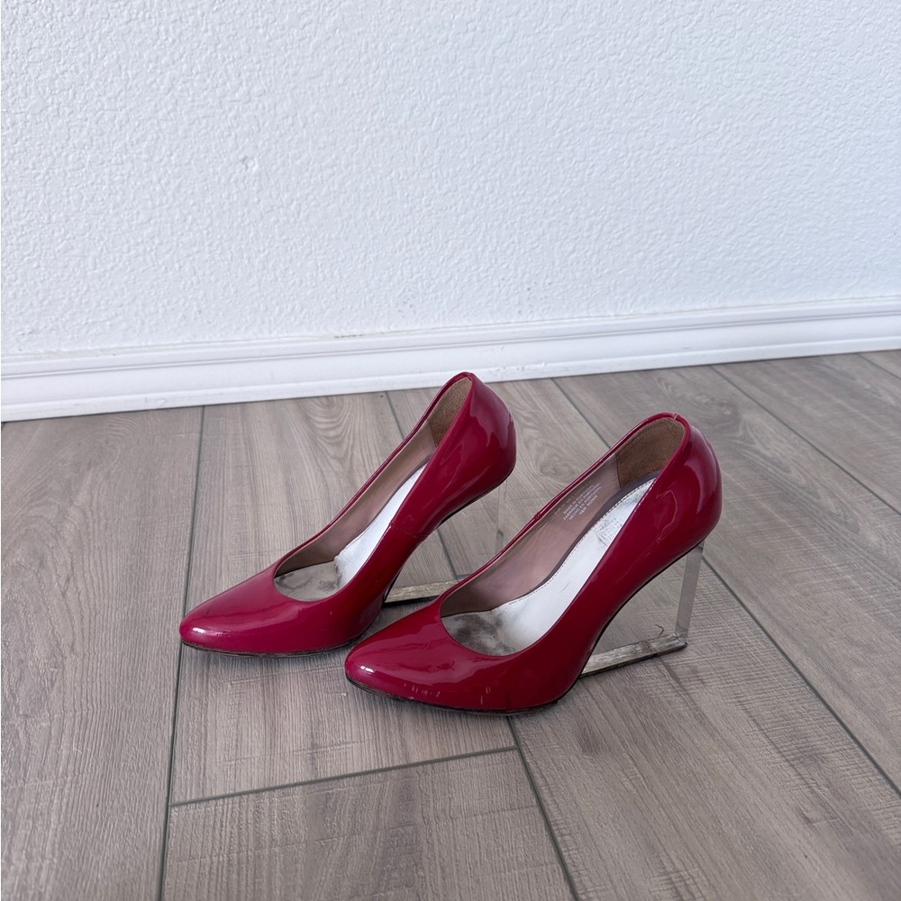 Martin Margiela Re-Edition Red Patent Leather Plexiglass Wedge Heels EU36 US6
